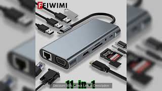 USB C HUB, USB C Adapter Dongle with 4K HDMI/VGA/Type C PD/RJ45/ SD/TF Card Reader For MacBook Pro/A