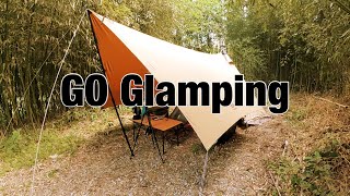 真夏キャンプ必需品GO Glamping TCヘキサタープ＋TOMOUNT　TCワンポールテント連結　かき氷で暑さを凌ぐ！