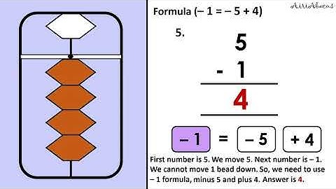 Abacus - Lesson 13 Formula  (- 1 = - 5 + 4) #abacus