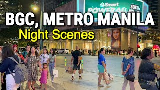 Bonifacio Global City | Night Scenes at BGC, Philippines - February 2024 | Metro Manila Night Walk