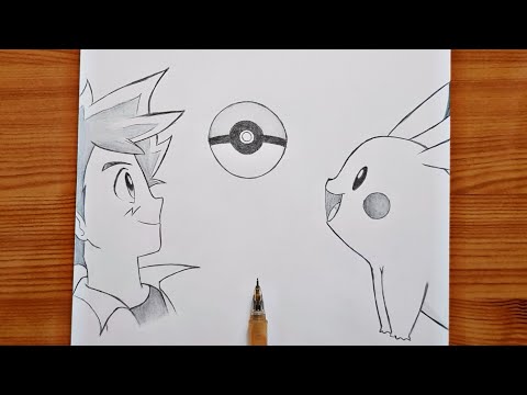 Pikachu and Ash  Pikachu drawing, Pokemon sketch, Cute pokemon