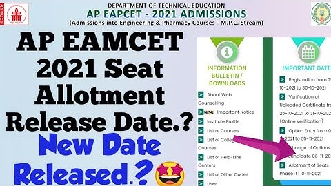 AP EAMCET 2021 Seat Allotments Release Tomorrow- Official News//Get Ready to check your seat..!