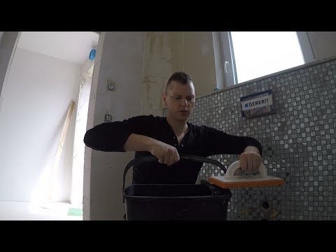 Fliesen verfugen und das fertige Ergebnis im Gäste WC - Hausbau VLOG