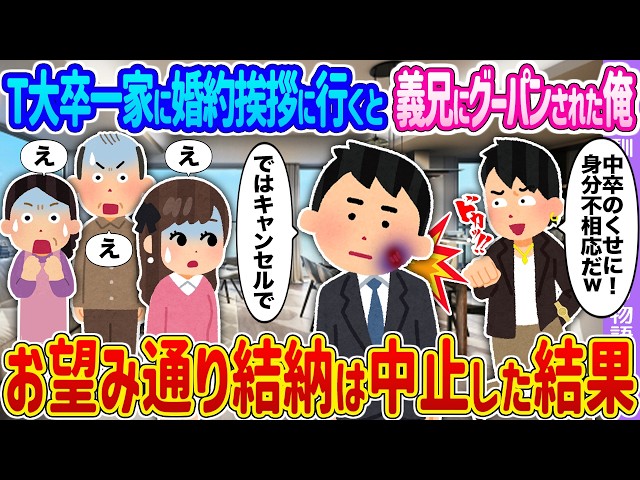 2ch馴れ初め】T大卒一家に婚約挨拶に行くと義兄にグーパンされた俺