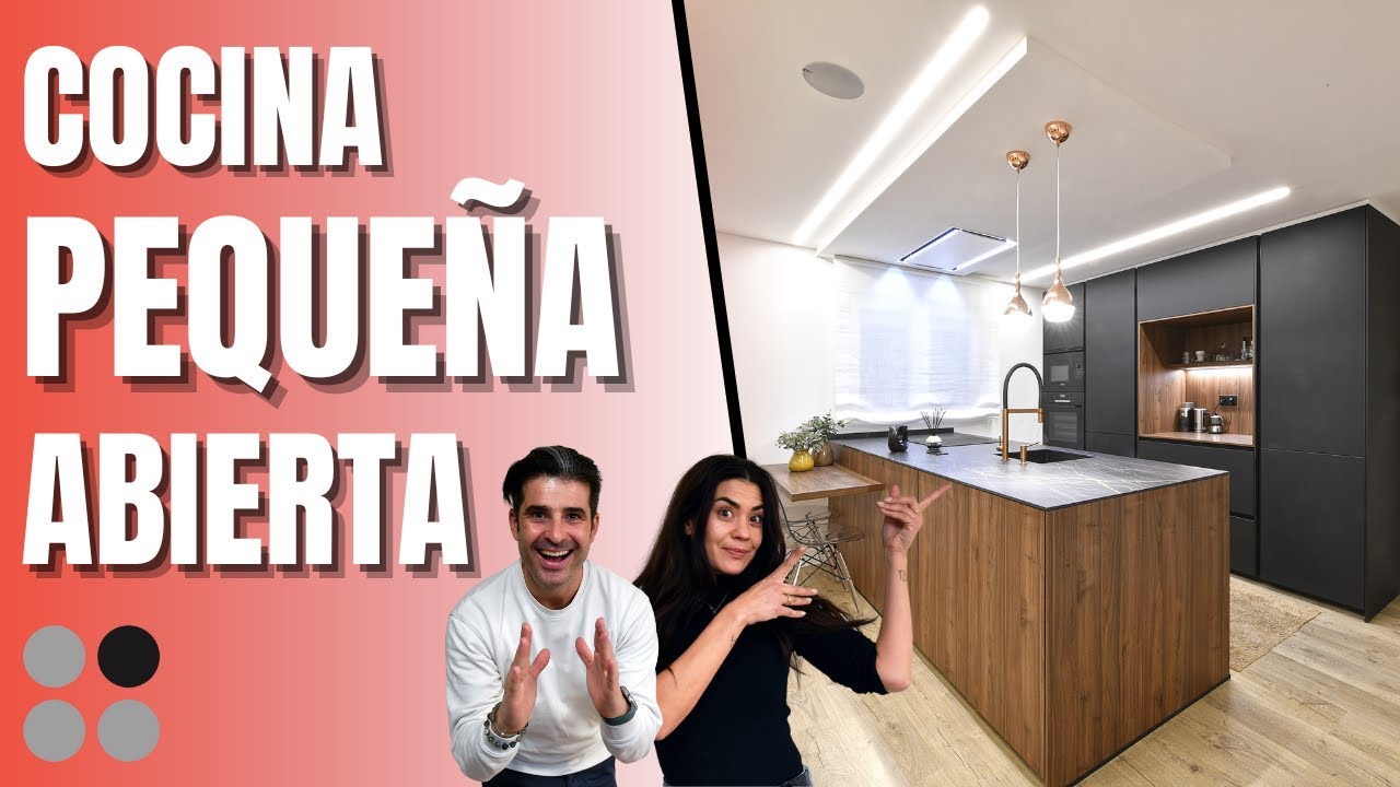 Cocina pequeña blanca dekton kairos en U con mesa CJR