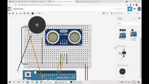 ตัวอย่างการใช้งานอุปกรณ์วัดระยะทางในเว็บ Tinkercad