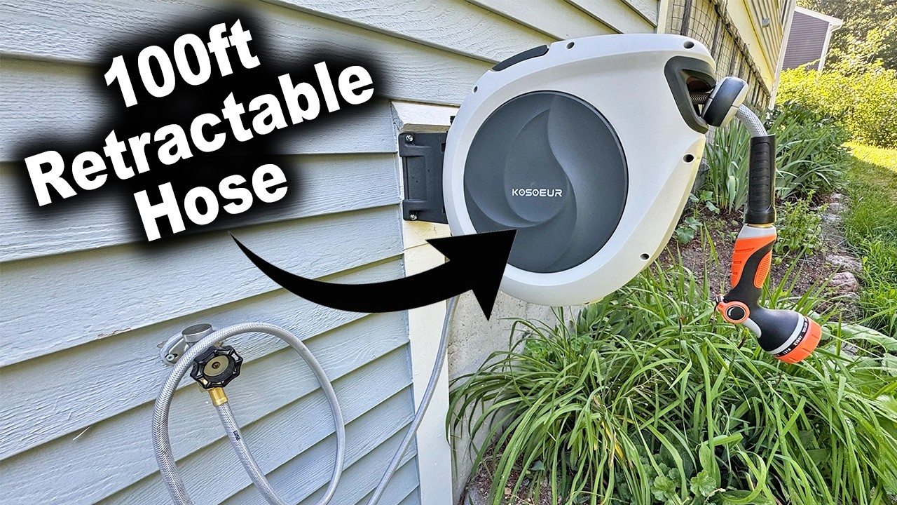 100ft Retractable Garden Hose Reel by KOSOEUR | How to Install - YouTube