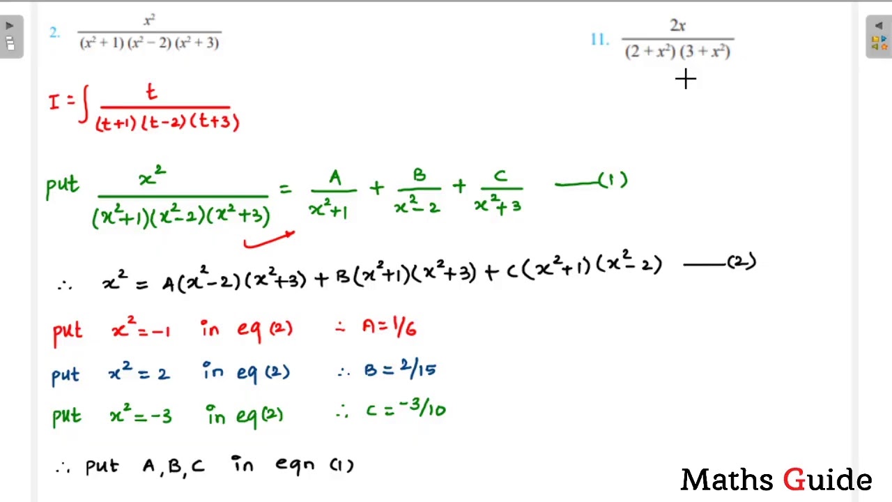 Integration 3.4 Class 12 Integration by partial fraction