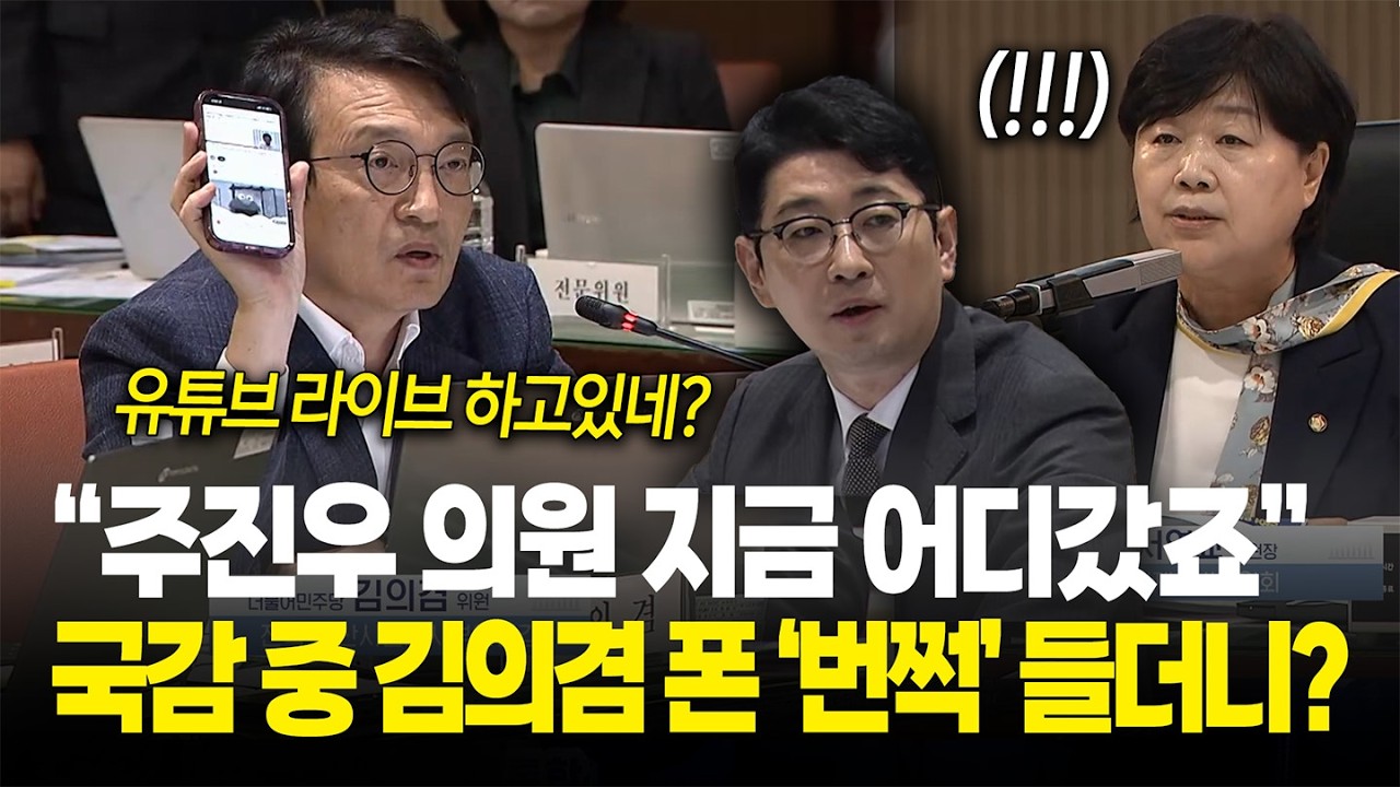 "주진우 의원 지금 어디 갔어요? 지금 유튜브 라이브 스트리밍 하고 있네?" 국정감사 중 이런 일이? / 2026년 국정감사 법사위