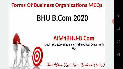 BHU B.COM ENTRANCE 2020 | Forms of Business Organization Mcqs | With detailed explanation