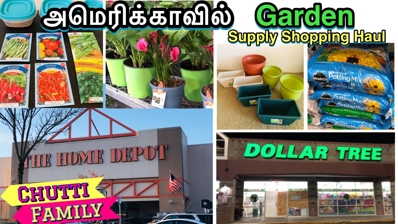 அமெரிக்காவில் Garden Supply Shopping Haul Home Depot Dollar Tree