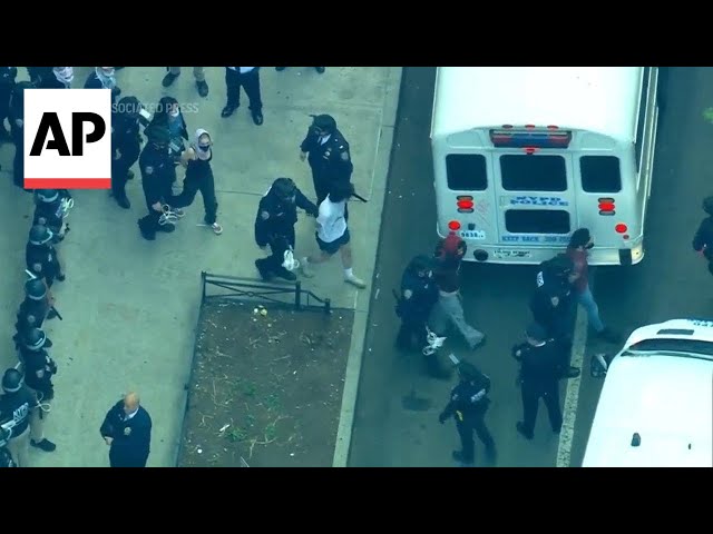 NYPD arrest protesters at The New School in Greenwich Village