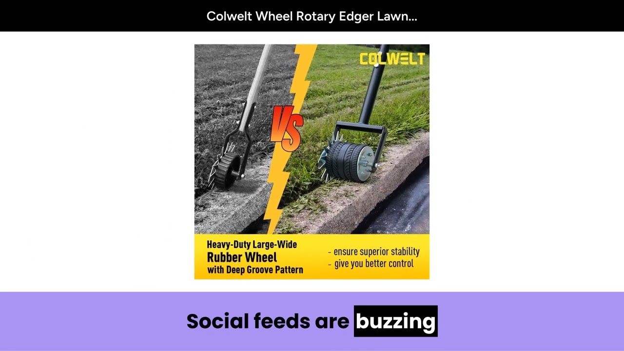 Colwelt Wheel Rotary Edger Lawn Tool 59’’, Manual Grass Edger Tool with Wheel with Extra Wide Rubber