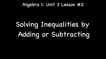 Lesson 3-2: Solving Inequalities by Adding or Subtracting