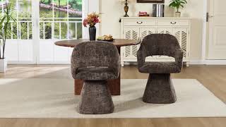 Wahson Chaise en Chenille, Chaise de Salle à Manger Moderne, Fauteuil de Salon Pivotante Rétro