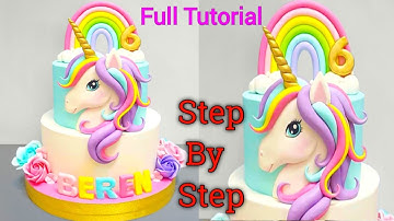 How To Make A Unicorn Cake  | Rainbow Unicorn Cake | Unicorn Theme Cake With Rainbow Look