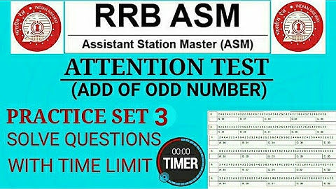 ATTENTION TEST 03(ADD OF ODD NUMBERS) || PRACTICE SET WITH TIME  || RRB NTPC 2015
