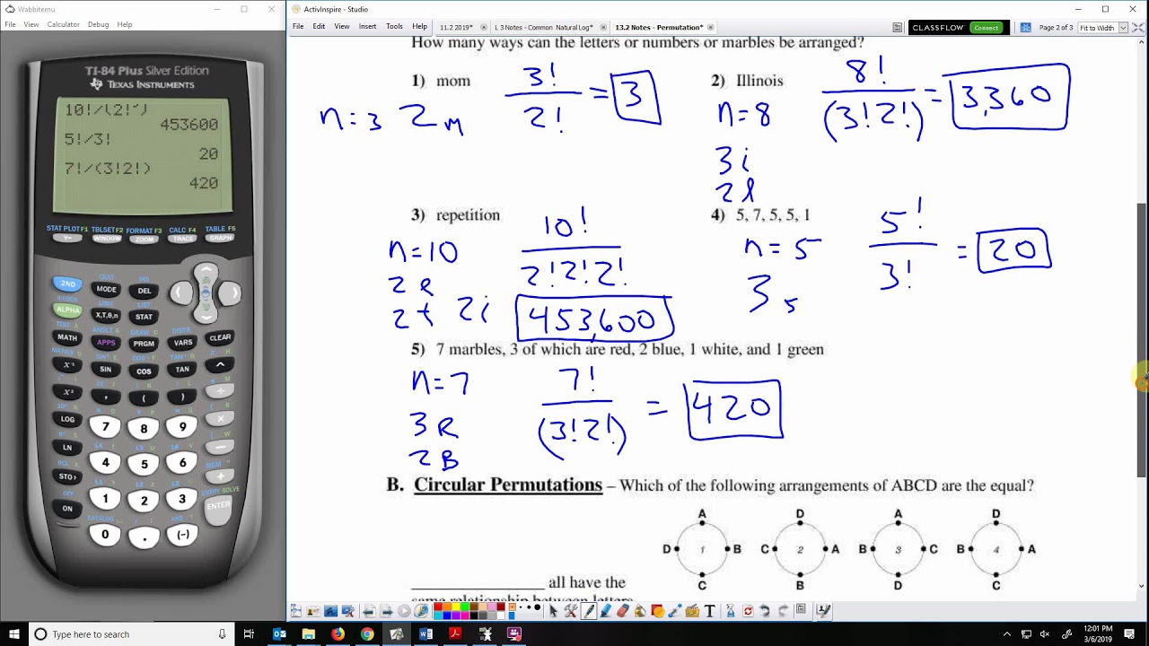 Permutations with Repetitions & Circular Permutations