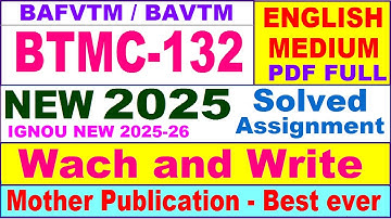 BTMC 132 solved assignment 2025 in English || btmc 132 solved assignment 2024-25 || btmc132 2025-26