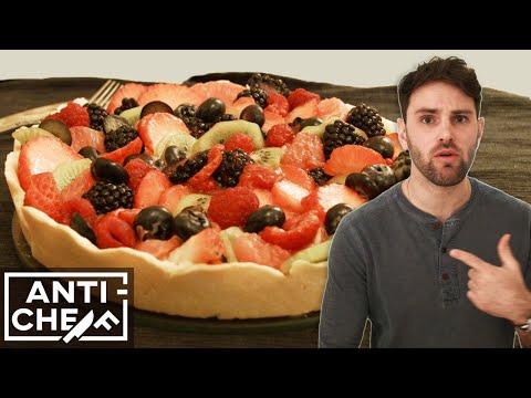Fruit tart with lemon cream and raspberry coulis, from the video