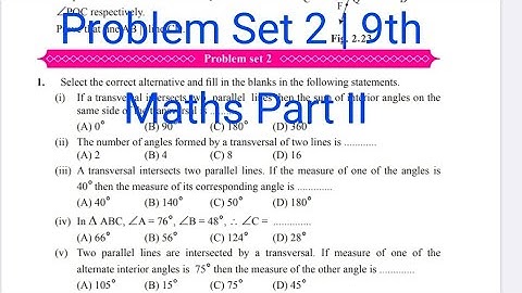 Problem Set 2 | Std 9 Maths Part II | L-2 Parallel Lines