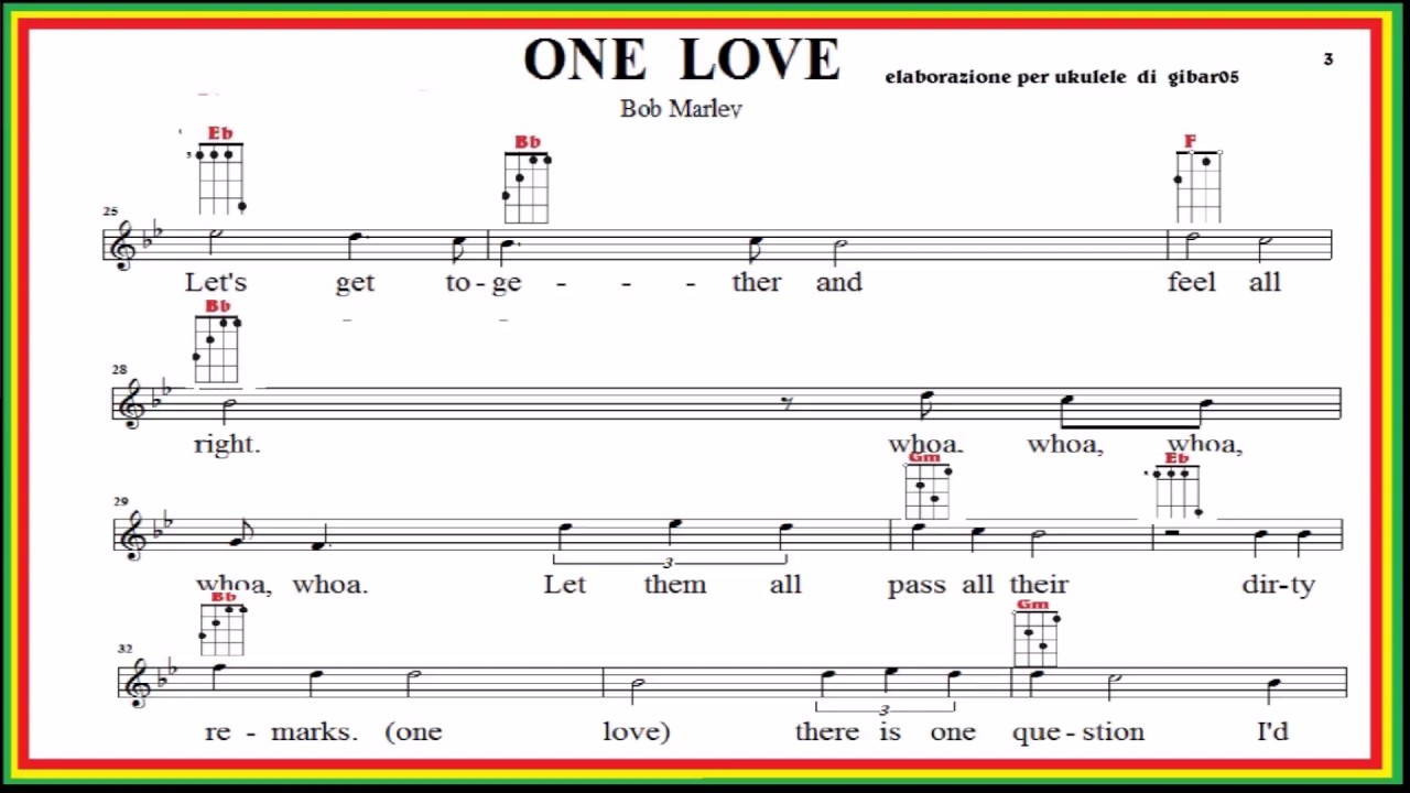 One love Bob Marley for ukulele music YouTube