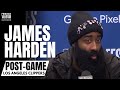 James Harden Reacts to &quot;Elite Show&quot; Battle With Paul George vs. Kyrie Irving &amp; Luka Doncic