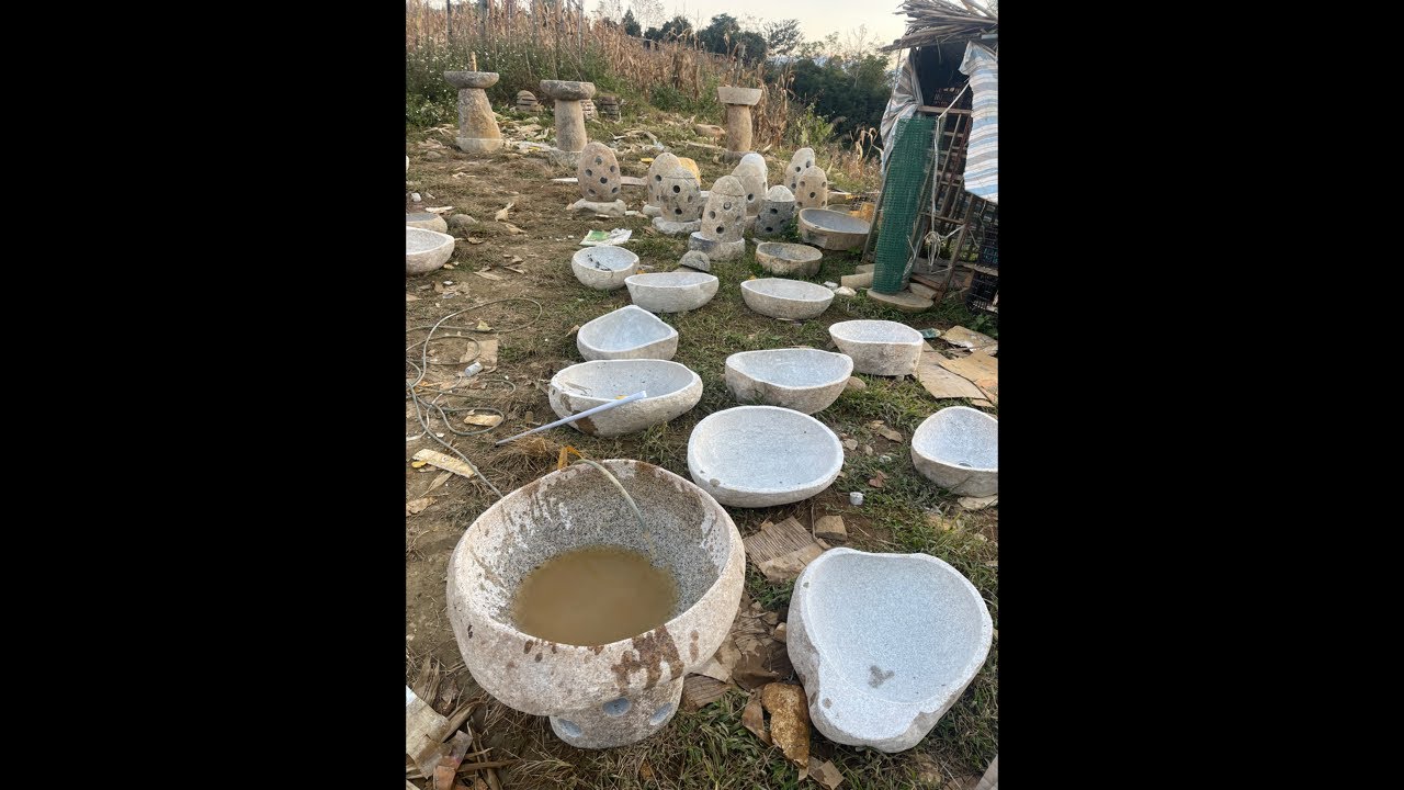 4/1 chậu đá tự nhiên lavabo rửa mặt,trồng cây, thả cá.