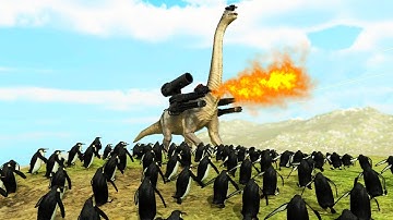 MEGA DINOSAUR vs PENGUIN ARMY - Beast Battle Simulator