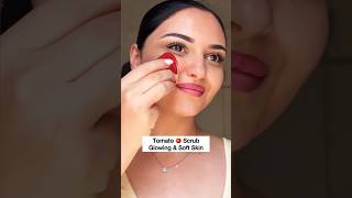 Easy Tomato 🍅 Scrub at Home | Get glowing &amp; soft skin | Remove Face Tanning #brightskin #shorts
