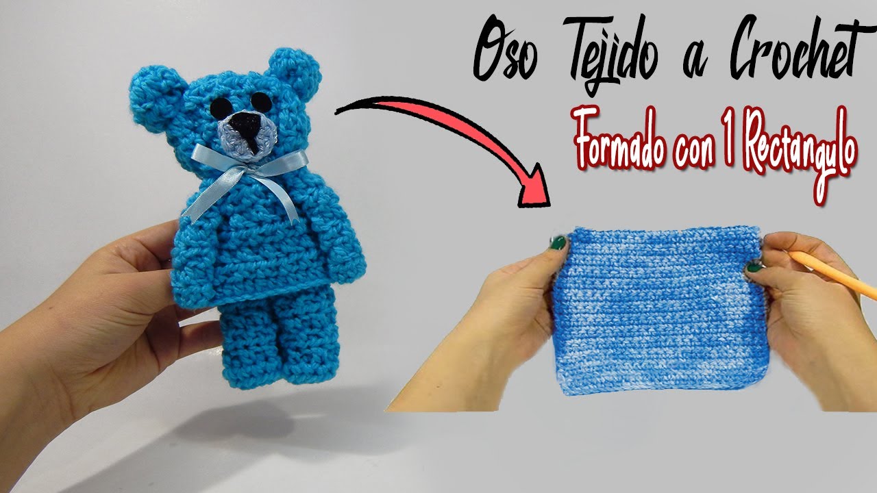 OSO TEJIDO A CROCHET hecho con 1 solo RECTANGULO