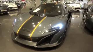 Chicane grey McLaren 675LT MSO Bespoke palladium and orange stripes FOR SALE at Premium Cars