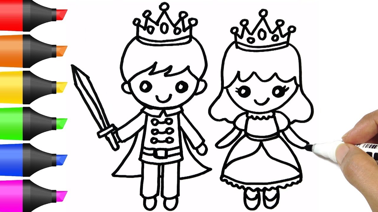 Drawing Cute Prince and Princess Coloring Pages BoDraw