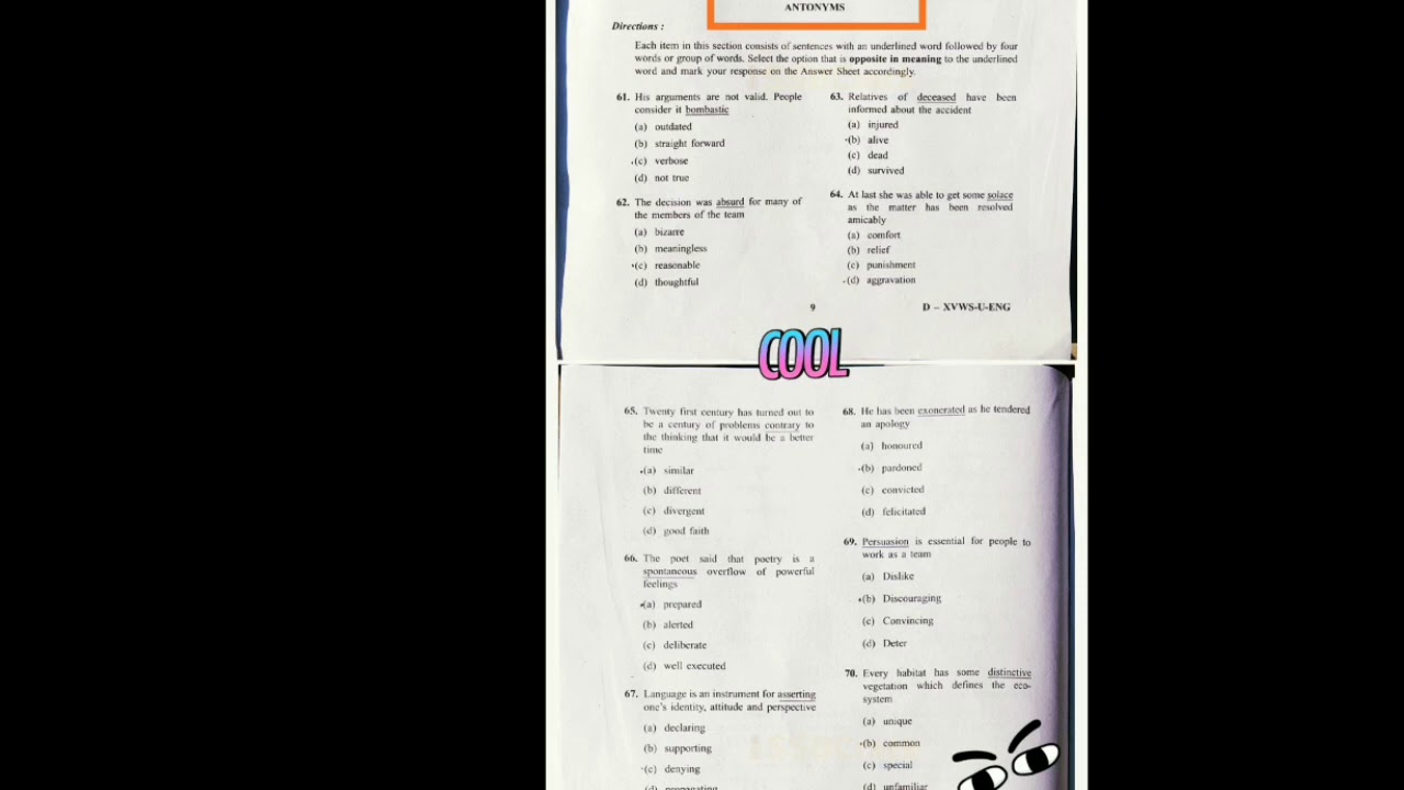 CDS I 2021 English Question paper ll Answer key ll solutions ll Solved paper