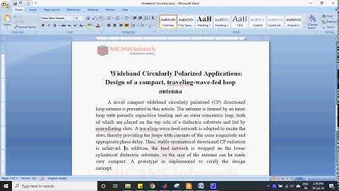 Wideband Circularly Polarized Applications: Design of a compact, traveling- IEEE PROJECTS 2020-2021