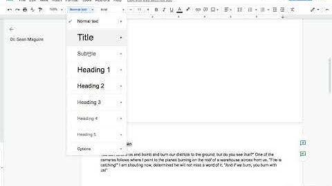 Google Docs: Using the Document Outline to Navigate to Different Sections in a Document
