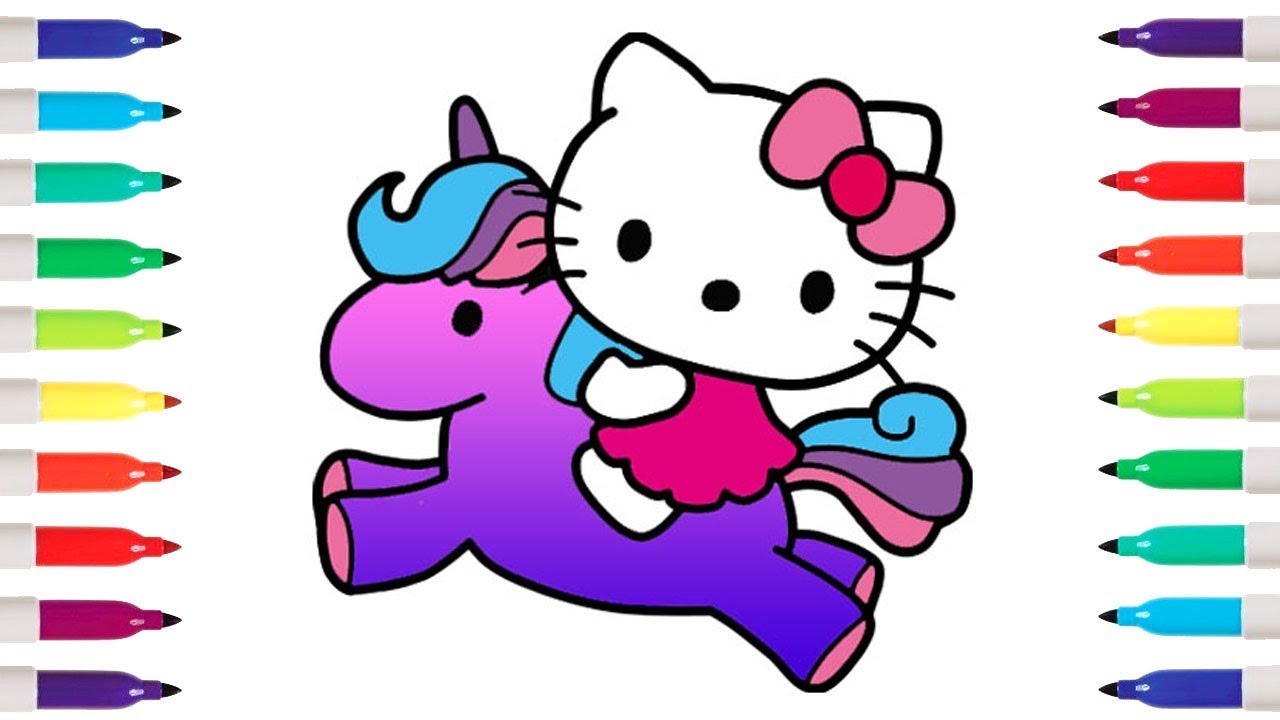 How To Draw Hello Kitty & Unicorn | Coloring Pages | Kid Drawing - YouTube