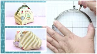 がま口ポーチ作り方　型紙作り方　小物入れ作り方　how to make a pouch