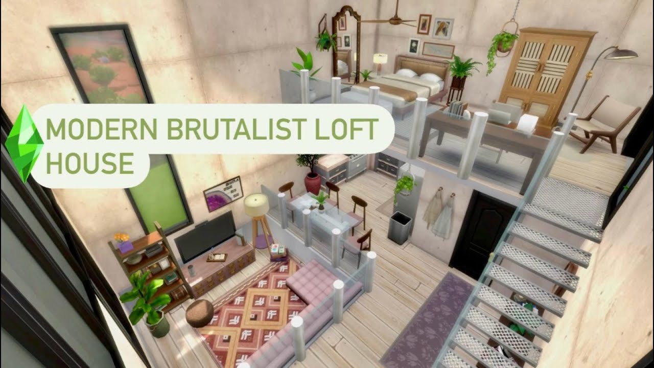 Building a Soft Modern Brutalist Loft House in the Sims 4! Speedbuild ...
