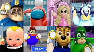 All Games BARRY PRISON RUN 2 IN REAL LIFE Roblox Among Us Barbie Boss Baby Bluey Mario Paw Patrol