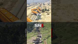 RDR 2 vs GTA 5 Enhanced - Train Crash Test! #rdr2 #gta5 #gta5enhanced #pcgaming #shorts