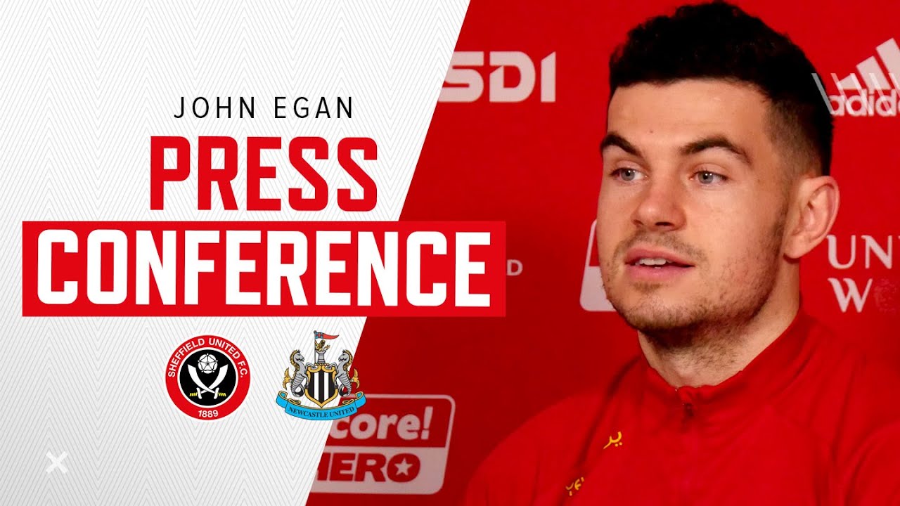 John Egan Sheffield United v Newcastle United Prematch press