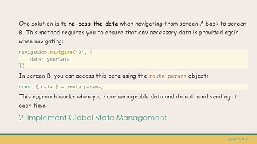 Resolving data is missing issues with navigation.goBack() in React Native