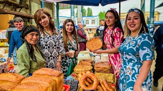 Uzbekistan! BEAUTY at the MARKET! We spend a MILLION! Street FOOD! Shashlik, Chuchvara, Khanum!