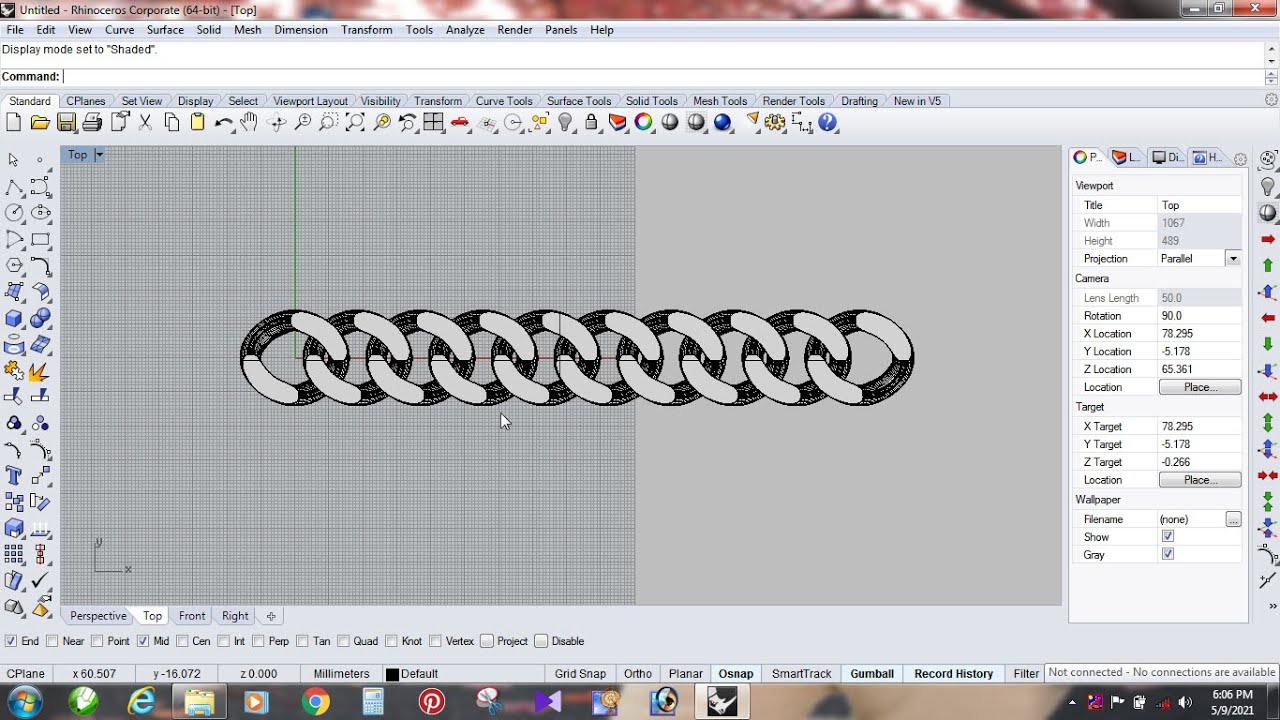 Thumbnail for how to make chain with rhino 5 #cad #rhino #freecad