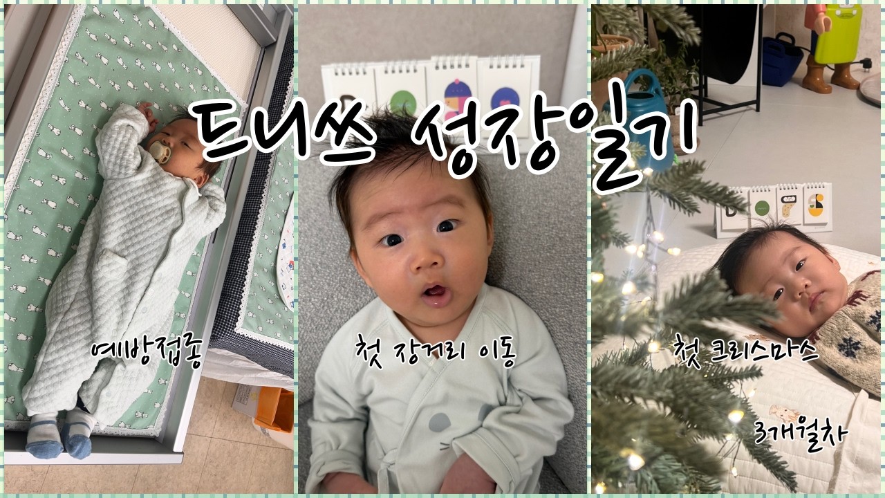 드니쓰 성장일기 3개월 차 | 첫 크리스마스 | 장거리 이동 | 예방접종 | 웃음 많아진 아기
