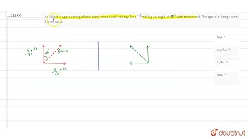 An object is approaching a fixed plane mirror with velocity 5ms^(-1) making an angle of 45^(@) w...