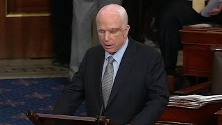 John McCain gives first remarks since returning to the Senate