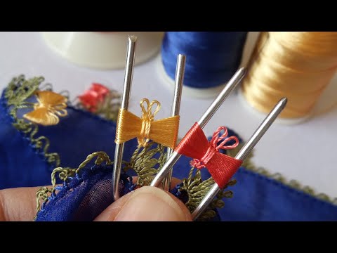 Atacla kolay iğne oyası fiyonk yapımı bow-making  60.model