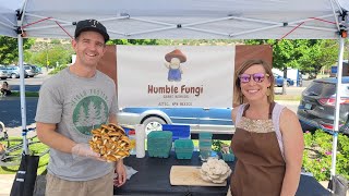 Couple crushing farmers market with Gourmet Mushrooms | Humble Fungi Farm Tour